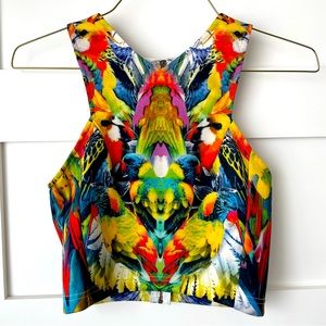 KAS New York size small crop tank top bird pattern EUC